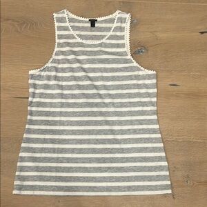 J. Crew Gray and White Sleeveless Tank Top